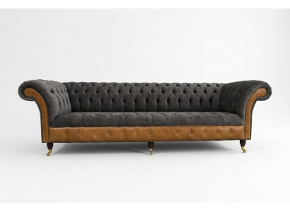 Grou-broun Chesterfield Canapé Designer 4-Sëtz Luxus Canapéen
