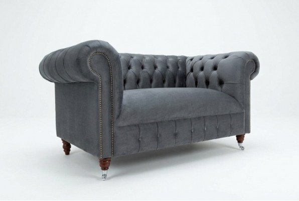 Chesterfield Design Sofa 2 Sëtzer Couch Polstersëtz Garnitur Lieder Textil Gro