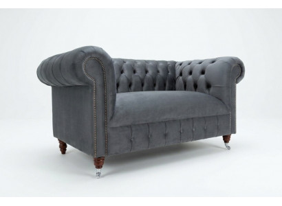 Chesterfield Design Sofa 2 Sëtzer Couch Polstersëtz Garnitur Lieder Textil Gro