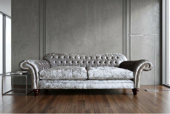 Klassesch Chesterfield Canapé 4 Sëtzer Sofa Couchen Samt Lieder Design Gro 240cm