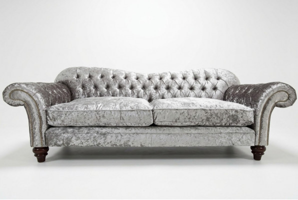 Klassesch Chesterfield Canapé 4 Sëtzer Sofa Couchen Samt Lieder Design Gro 240cm