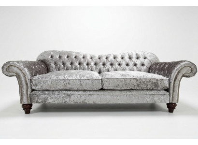 Klassesch Chesterfield Canapé 4 Sëtzer Sofa Couchen Samt Lieder Design Gro 240cm