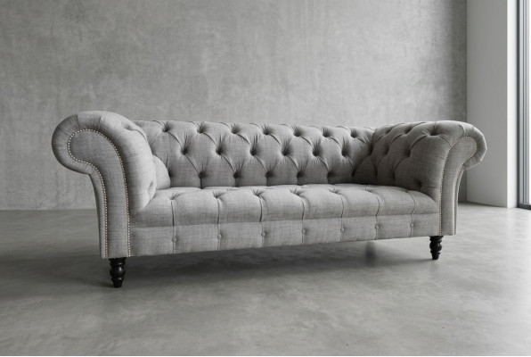Design Chesterfield Sofa 3 Couch Sofa Set Stoff Polster Lieder Dräi-Sëtz Couchë.