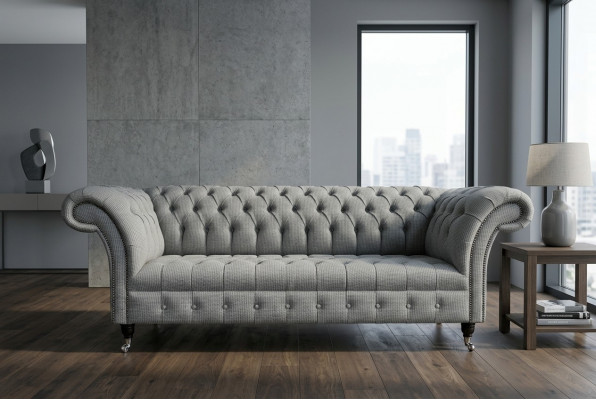 Wunnzëmmer Chesterfield Canapé Design Textil Couchen Canapéen Drësëtzer Gro Canapé