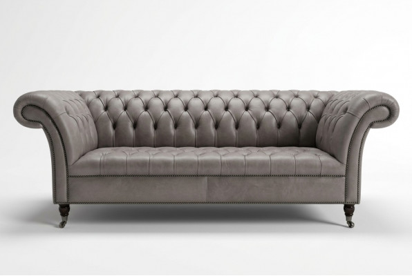 Groue Chesterfield Dräisëtzer Exklusiv Wunnzëmmer Couch