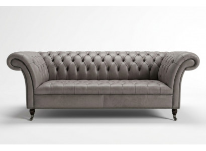 Groue Chesterfield Dräisëtzer Exklusiv Wunnzëmmer Couch