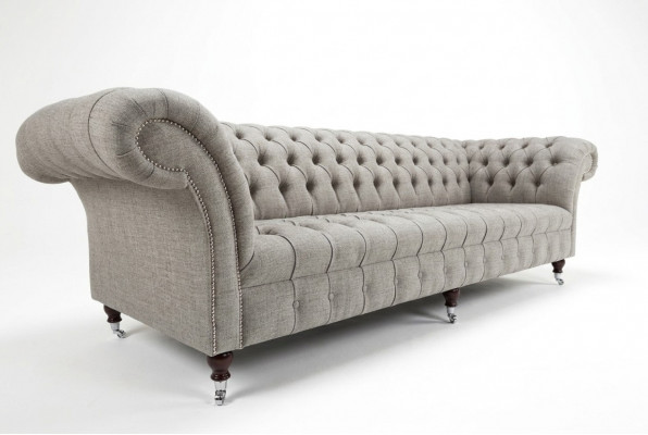 Textil Canapé Stoff Couch Chesterfield grouss Canapéen XXL Couchen Sëtz 265 cm Polster.