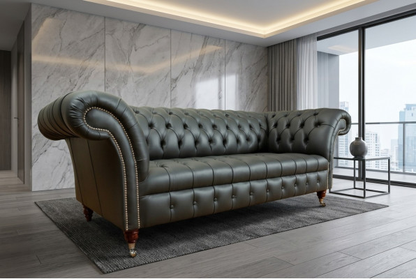 Groue Chesterfield Lieder Dreisëtzer Designer 3-er Canapé