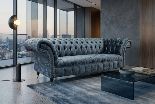 Wunnzëmmer Chesterfield Canapé Sofa Design Textil Couchen Sofas Dräisetzer Gro.