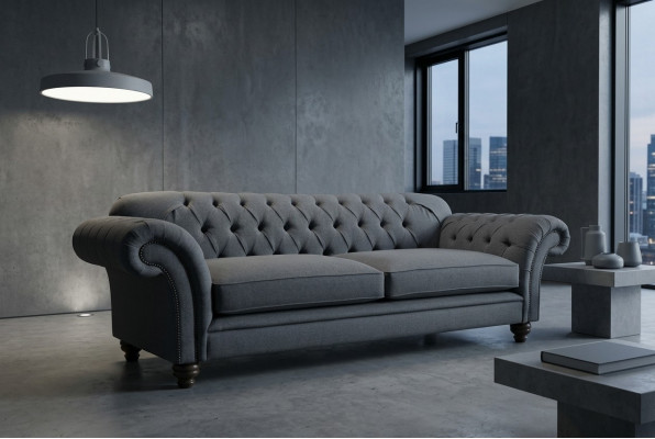 Modern Couch Chesterfield Sofa 4-Sëtz Canapé Samt Lieder Design Gro्ं