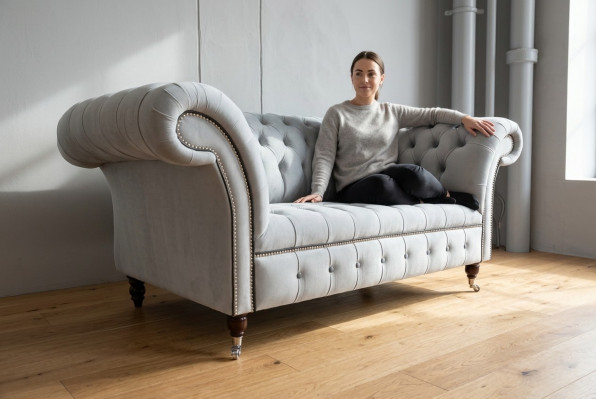 Textil Sofa Stoff Couch Chesterfield grouss Sofae XXL Couchen Sëtz Polster 185cm