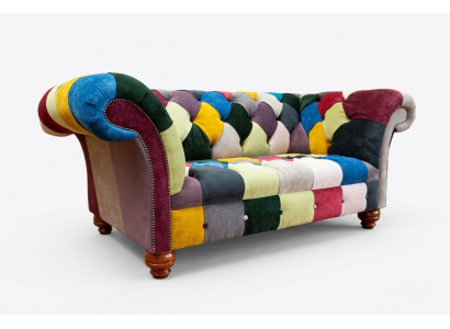 Modern Design Farbegen Chesterfield 2 Sëtzer Sofa Textil Canapé Polster Design