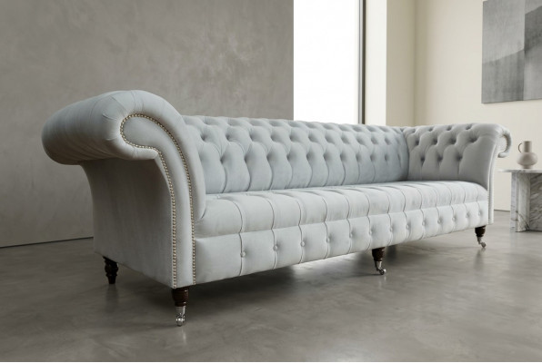 Textil Sofastoﬀ Couch Chesterfield grouss Sofae XXL Couchen Sëtz Polster 265cm