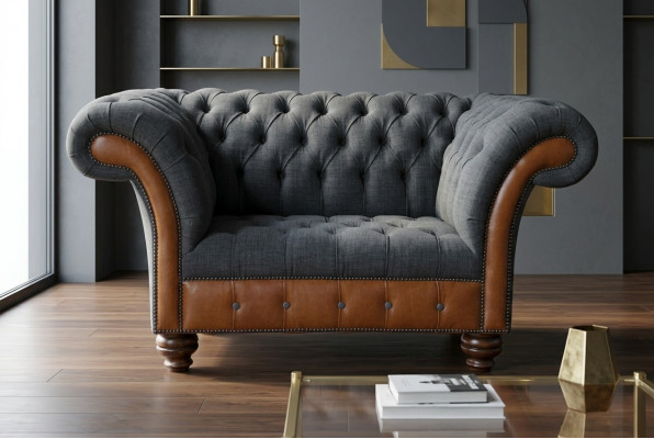 Sëtzel Canapé Polster Sofa Textil Chesterfield Canapéen 1,5 Sitz-Eenzelsëtz Gro.