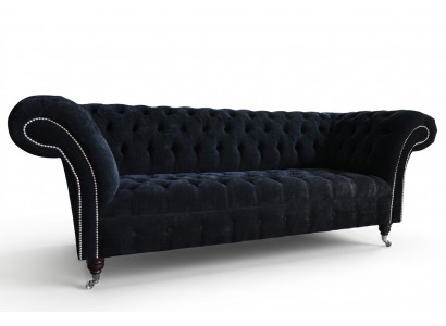 Schwaarzen Chesterfield 3-Sëtzer Luxus Wunnzëmmer Canapé