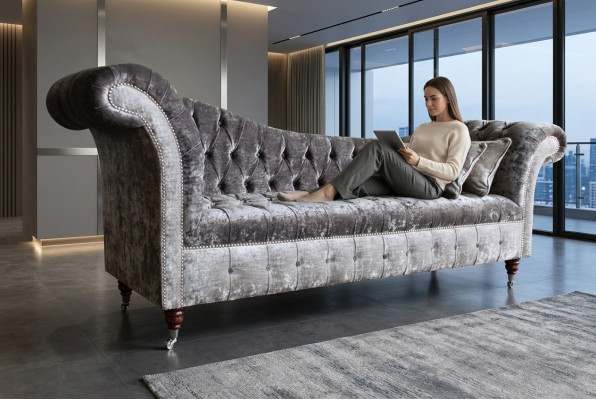 Grom Designer 3 Sëtz Chesterfield Canapé Polster Sofaen Design Sofa