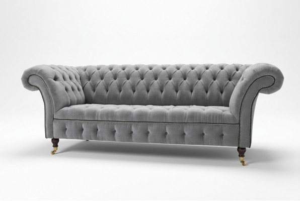 Stilvollen grousse groewe Chesterfield 3-Sëtzer Luxus Wunnzëmmer Sofa