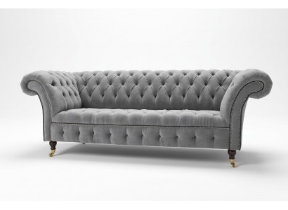 Stilvollen grousse groewe Chesterfield 3-Sëtzer Luxus Wunnzëmmer Sofa
