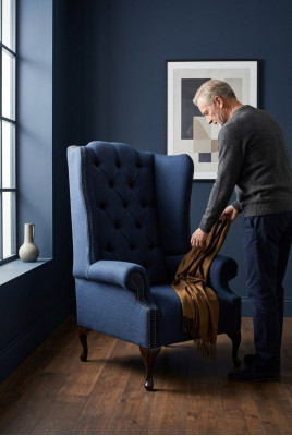 Ohrensessel Chesterfield Canapé Couch Polster 1 Sëtzer Sëtz Sofae Textil Blo