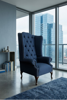 Ohrensessel Chesterfield Canapé Couch Polster 1 Sëtzer Sëtz Sofae Textil Blo