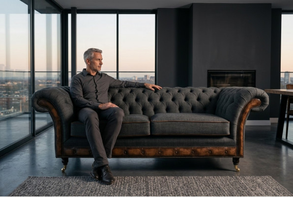 Edler Chesterfield Dräisëtzer Wunnzëmmer 3-Sëtzer Sofa