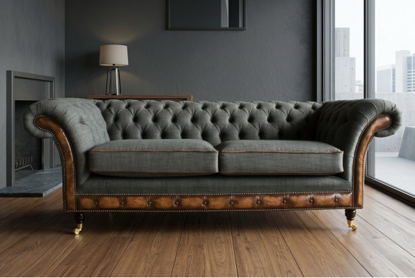 Edler Chesterfield Dräisëtzer Wunnzëmmer 3-Sëtzer Sofa