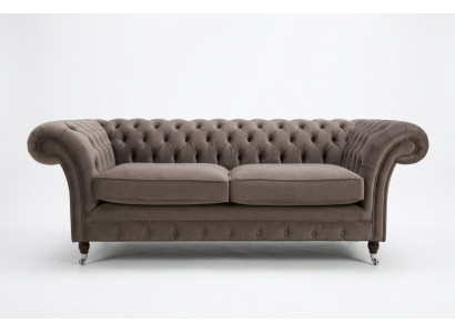Luxus Taupe Chesterfield Drësëtzeger Wunnzëmmer 3-er Canapé Design Sofa