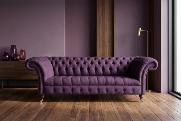Modernt Lila Chesterfield Drësëtzer Wunnzëmmer 3er Sofa