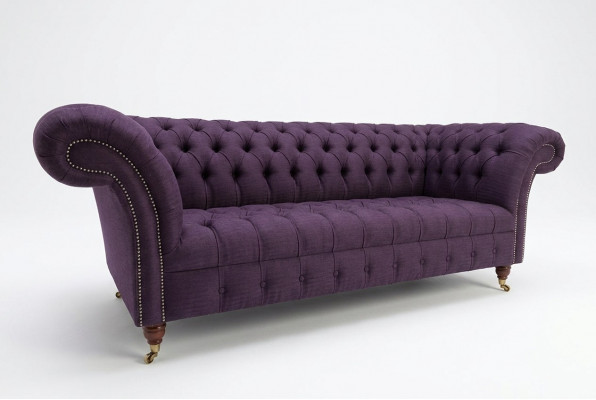 Modernt Lila Chesterfield Drësëtzer Wunnzëmmer 3er Sofa