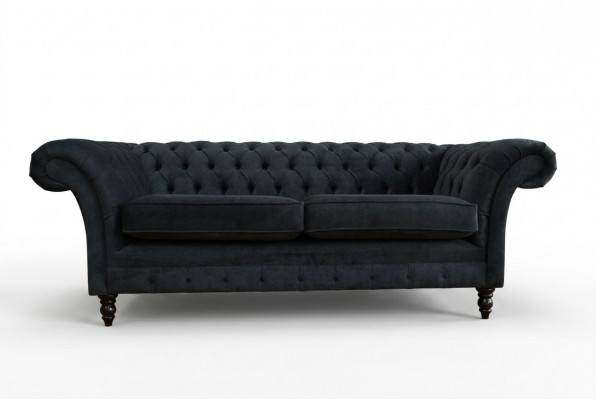 Stilvollen Schwaarzen Chesterfield Sofa Designer 3-Sëtzer Luxus Canapé