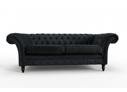 Stilvollen Schwaarzen Chesterfield Sofa Designer 3-Sëtzer Luxus Canapé