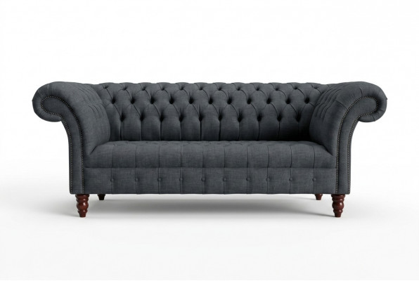 Grou Stoff Sofa Grou Chesterfield Dräisëtzer Luxus Wunnzëmmer Canapé