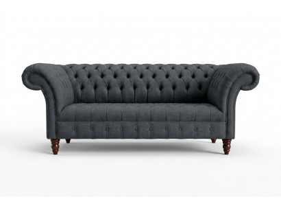 Grou Stoff Sofa Grou Chesterfield Dräisëtzer Luxus Wunnzëmmer Canapé
