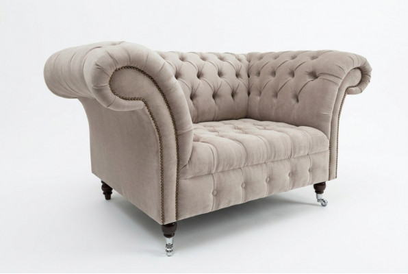Sofa Chesterfield Canapéen Couch Polster Garnitur Stoff Lieder 1,5 Sëtzer Eenzelsëtzer