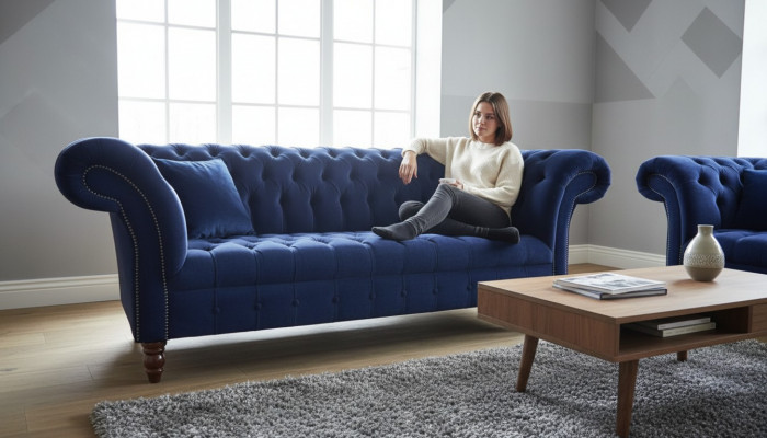 Blo Chesterfield Sofa Couch Design Polstersofae Couchen Stoff Textil Lieder