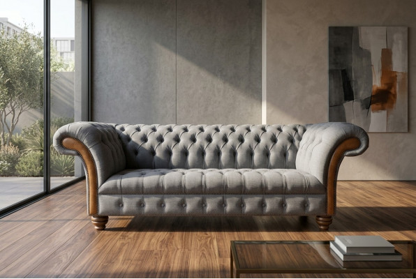 Edle gro dass Chesterfield Dräisëtzer Luxus Wunnzëmmer 3er Sofa