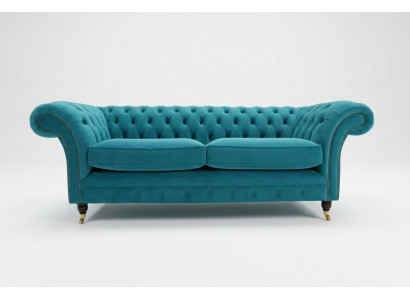 Türkis Chesterfield Canapé Designer 3-Sëtzer Luxus Wunnzëmmer Sofa