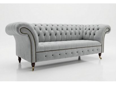 Wäissen Designer Chesterfield Dräisëtzer Modern 3er Canapé
