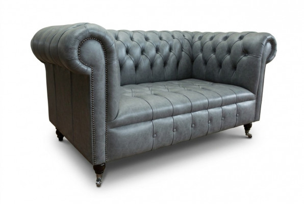 Sofa Chesterfield 2-Sëtzer Canapé Polstersëtz Textil Stoff Lieder Canapéen Sofas