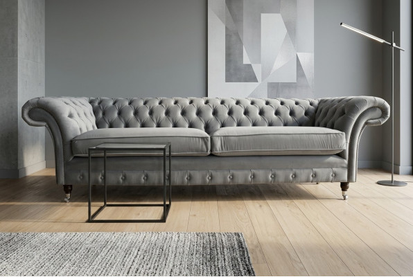Chesterfield 4-Sëtzer Polster Canapé Modernen Stil Lieder Stoff Sofa Couches Textil