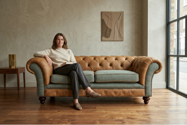 Designer Canapé 3 Sëtzer Couch Polster Canapéë Stoff Wunnzëmmer Textil Couch