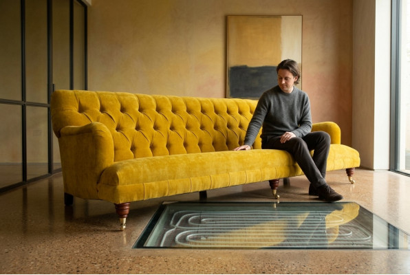 Klassesch Chesterfield Sofa 4 Sëtz Sofas Canapéë Lieder Giel Design Polsterung