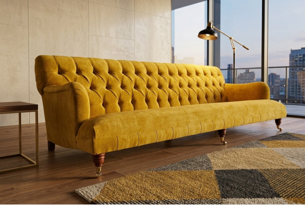 Klassesch Chesterfield Sofa 4 Sëtz Sofas Canapéë Lieder Giel Design Polsterung