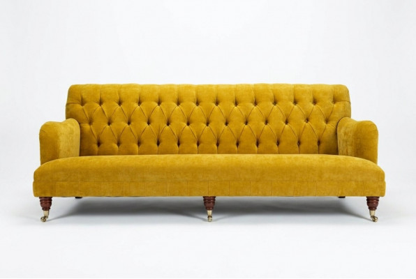 Klassesch Chesterfield Sofa 4 Sëtz Sofas Canapéë Lieder Giel Design Polsterung