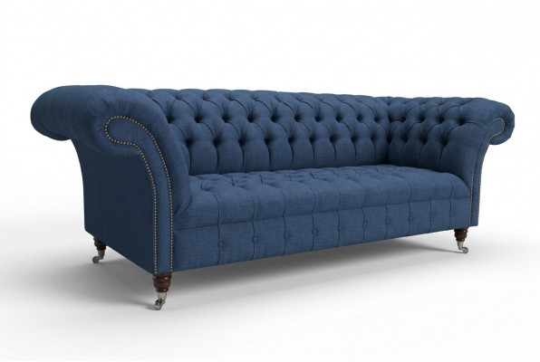 Chesterfield Couch Sëtz Textil Stoff Couchen Sofas Sofa Polster Samt 3 Sëtzer