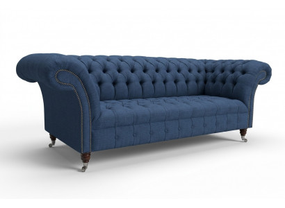 Chesterfield Couch Sëtz Textil Stoff Couchen Sofas Sofa Polster Samt 3 Sëtzer