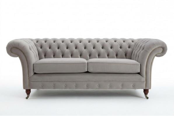 Chesterfield Canapé Sofa Polster 3 Sëtzer Canapéë Sëtz Garnitur Sofas Wäiss Nei