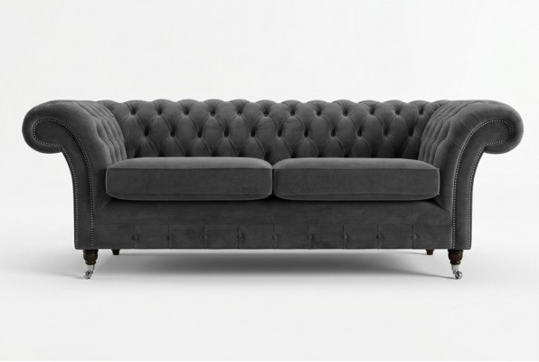 Chesterfield Couch 3 Sëtzer Polster Sëtz Textil Stoff Lieder Couchen Sofasen Sofa