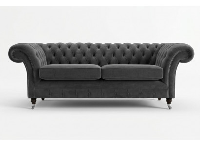 Chesterfield Couch 3 Sëtzer Polster Sëtz Textil Stoff Lieder Couchen Sofasen Sofa