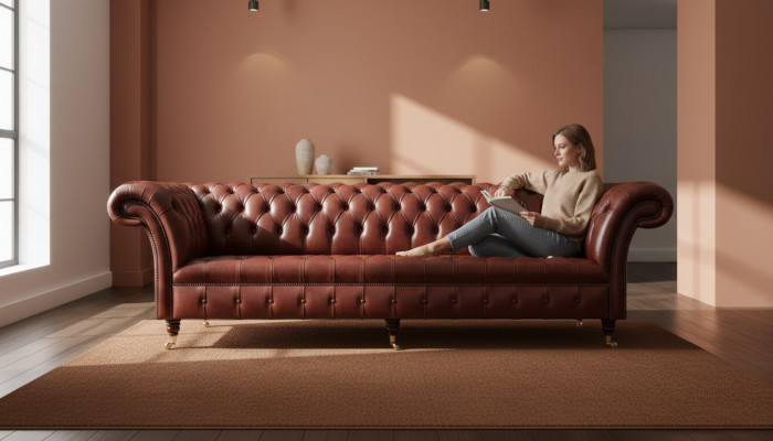 XXL grousst Canapé Chesterfield Canapé 4-Sëtz Canapé Stoff Luxus Klassesch Textil